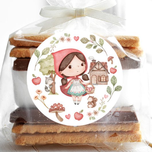 Kleine Red Riding Hood Niedlich Whimsical Runder Aufkleber