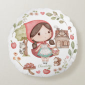 Kleine Red Riding Hood Niedlich Whimsical Rundes Kissen (Vorderseite)