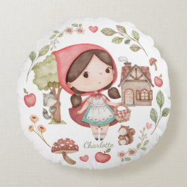 Kleine Red Riding Hood Niedlich Whimsical Rundes Kissen