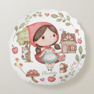 Kleine Red Riding Hood Niedlich Whimsical Rundes Kissen