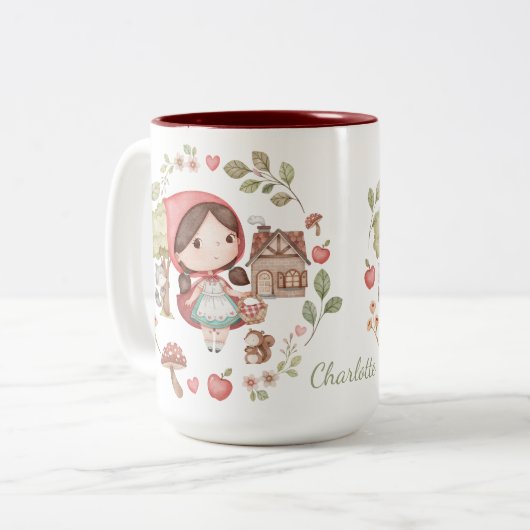 Kleine Red Riding Hood Niedlich Whimsical Zweifarbige Tasse (Vorderseite Links)
