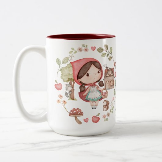 Kleine Red Riding Hood Niedlich Whimsical Zweifarbige Tasse (Links)