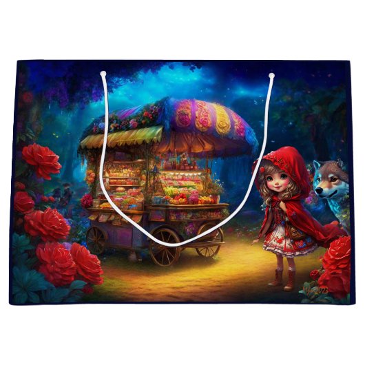 Kleine Red Riding Hood & The Wolf Decoupage Große Geschenktüte (Vorderseite)