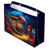 Kleine Red Riding Hood & The Wolf Decoupage Große Geschenktüte (Rückseite Schrägansicht)
