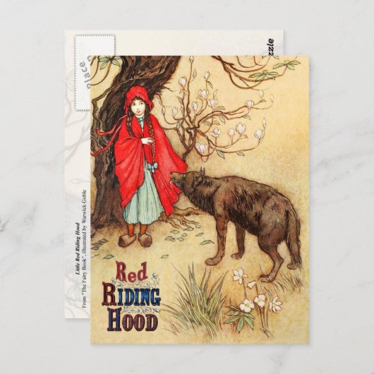 Kleine Red Riding Hood und der große Bad Wolf Postkarte (Vorne/Hinten)