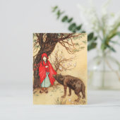 Kleine Red Riding Hood und der große Bad Wolf Postkarte (Stehend Vorderseite)