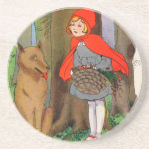 Kleine Red Riding Hood und der Wolf Sandstein Untersetzer