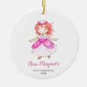 Kleine Redhead Princess Personalisiert Baby's 1. Keramik Ornament (Vorne)