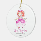 Kleine Redhead Princess Personalisiert Baby's 1. Keramik Ornament (Links)