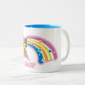 Kleine Regenbogen u. Sterne Fräulein-Sunshine | Zweifarbige Tasse (VorderseiteRechts)