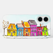 Kleine Reihe bunter Häuser  Case-Mate iPhone Hülle (Rückseite (Horizontal))