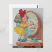 Kleine Reinigungskraft Mädchen der 50er Jahre Vint Postkarte (Vorne/Hinten)