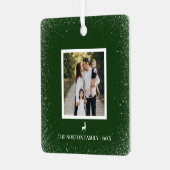 Kleine Rentier Einfache Schneeflocken Foto grün Ornament Aus Metall (Vorderseite links)