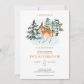 Kleine Rentier Winter Weihnachtsduschenschnee Einladung (Vorderseite)