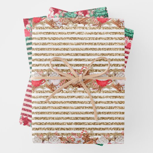 Kleine Rentiere mit Weihnachtsbaumumhüllungspapier Geschenkpapier Set (Beispiel)