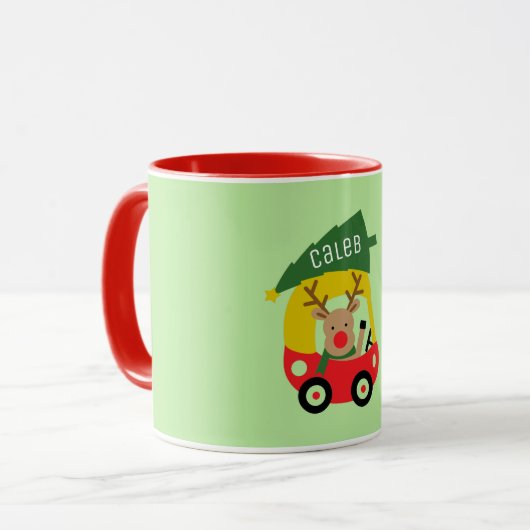 Kleine Rentiere Red Car & Christmas Tree Kinder Ni Tasse (Vorderseite Links)