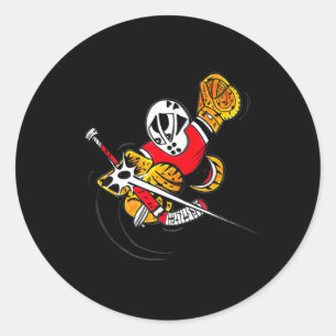 Kleine Rettungen Cartoon Hockey Torwart Aktion Ret Runder Aufkleber