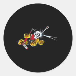 Kleine Rettungen Cartoon Hockey Torwart Slap Shot Runder Aufkleber