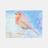 Kleine Robin Watercolor-Malerei Fleecedecke (Vorderseite (Horizontal))