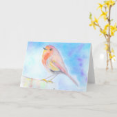 Kleine Robin Watercolor-Malerei Karte (Gelbe Blume)