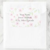 Kleine rosa Aquarellfarben blühen Labels Rechteckiger Aufkleber (Tasche)