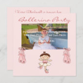 Kleine rosa Ballerina-Party Einladung (Vorne/Hinten)