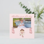 Kleine rosa Ballerina-Party Einladung (Stehend Vorderseite)