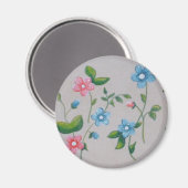 Kleine rosa blaue Blumen Magnet (Vorderseite/Rückseite)