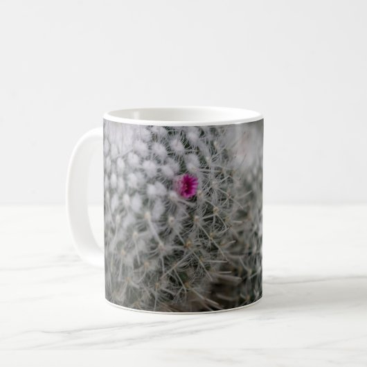 Kleine rosa blühende Kakteen Kaffeetasse (Vorderseite Links)