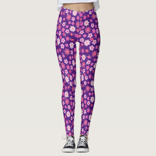 Kleine rosa Blume Muster C10 Lila BG Leggings