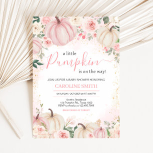Kleine rosa florale Grünpflanze Kürbis Einladung