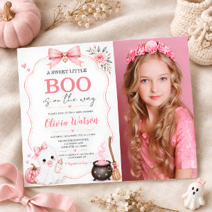Kleine rosa Geister-Baby-Party-Foto Halloween Einladung
