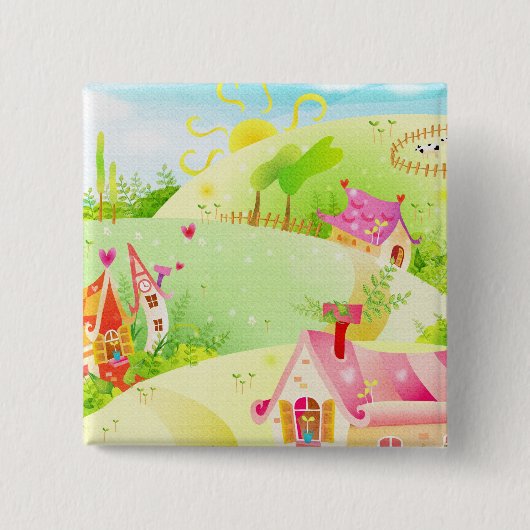 kleine rosa Häuser Button (Vorderseite)