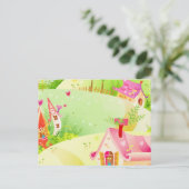 kleine rosa Häuser Postkarte (Stehend Vorderseite)