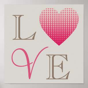 Kleine rosa Herzen Liebe roter grauer Hintergrund Poster