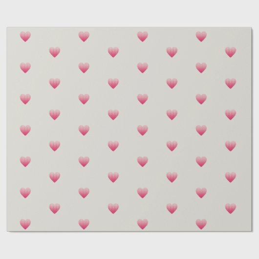 Kleine rosa Herzen Muster hellgrau Geschenkpapier (Flach)