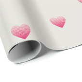 Kleine rosa Herzen Muster hellgrau Geschenkpapier (Rolleneckpunkt)