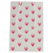 Kleine rosa Herzen Muster hellgrau Mittlere Geschenktüte (Rückseite)