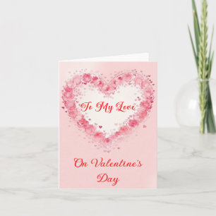 Kleine rosa Herzen und Blumen Valentinstag Feiertagskarte