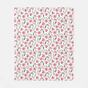 Kleine rosa Kirschblüten-Blumenmuster Fleecedecke
