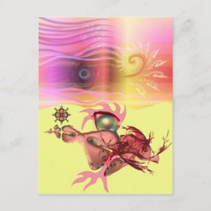 Kleine rosa Kleider laufen Postkarte