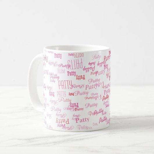 kleine rosa Namen typografische Tasse für sie (Vorderseite Links)