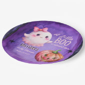 Kleine, rosa niedliche Geisterdusche Pappteller (Schrägansicht)