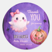 Kleine, rosa niedliche Geisterdusche Runder Aufkleber (Vorderseite)