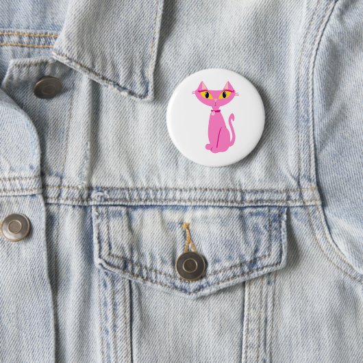 Kleine rosa Retro Katze Button (Beispiel)