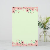 Kleine rosa Sommer-Blumen-Grenzen Briefpapier (Stehend Vorderseite)