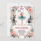 Kleine rosa Tutu chic girls Ballerina 1. Geburtsta Einladung (Vorderseite)