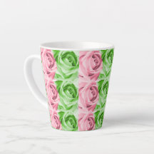 Kleine rosa und grüne Rose Latte Tasse