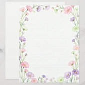 Kleine rosa und violette Blumen Briefpapier (Vorne/Hinten)