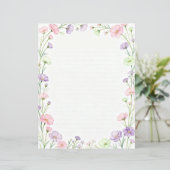 Kleine rosa und violette Blumen Briefpapier (Stehend Vorderseite)